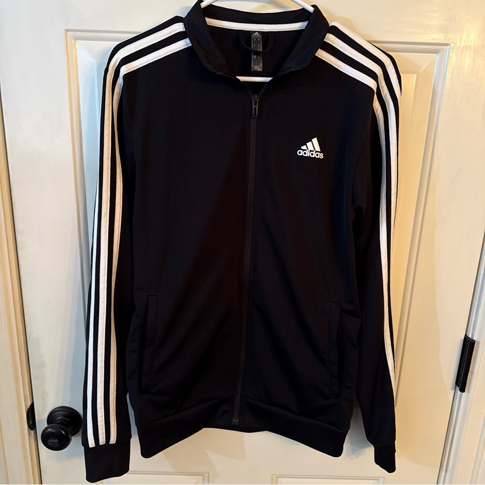 Adidas Men's Black and White Track Jacket